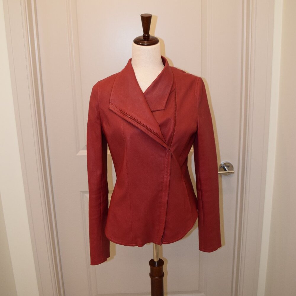 Akris Punto - Asymmetrical Red Lamb Nappa Leather Jacket - 10
